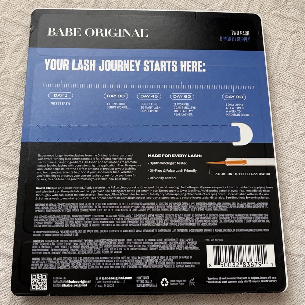 Babe Original Essential Lash Serum Longer, Bolder Looking Lashes - Picture 2 of 5